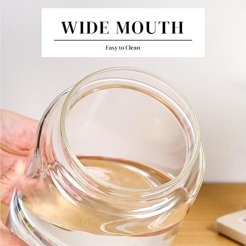 Miniatura 3 de Jarrones transparentes para centros de mesa, florero grande de vidrio de 9 pulgadas con fondo de boca ancha con peso, fácil de limpiar, moderno