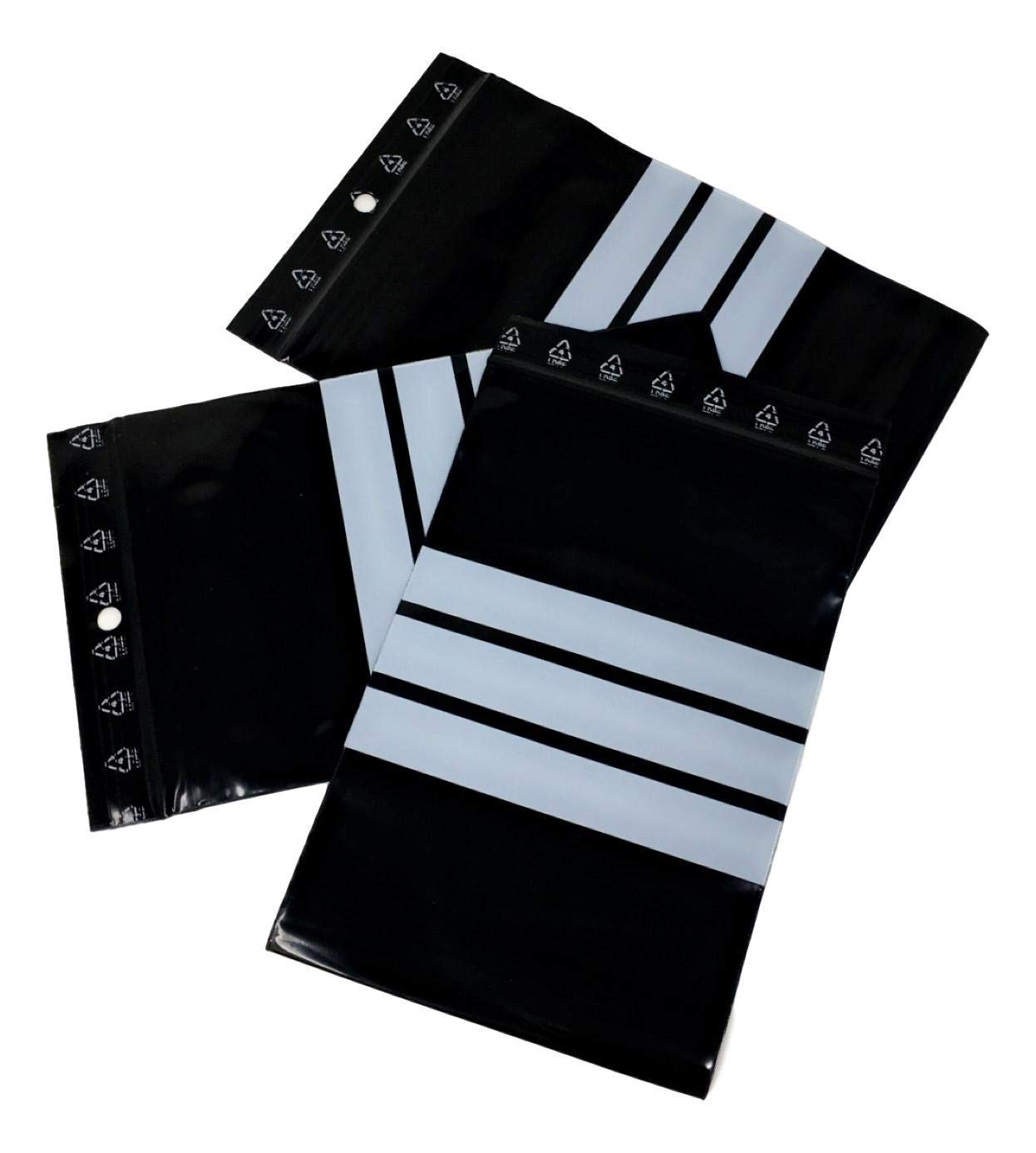 500 Sachet zip noir 160 X 220 mm 16 X 22 cm Sachets zip opaque résistant UV 60 μ 3 bande de marquage blanche zip écriture sachet plastique anti UV lumière sachet compatible alimentaire congélation