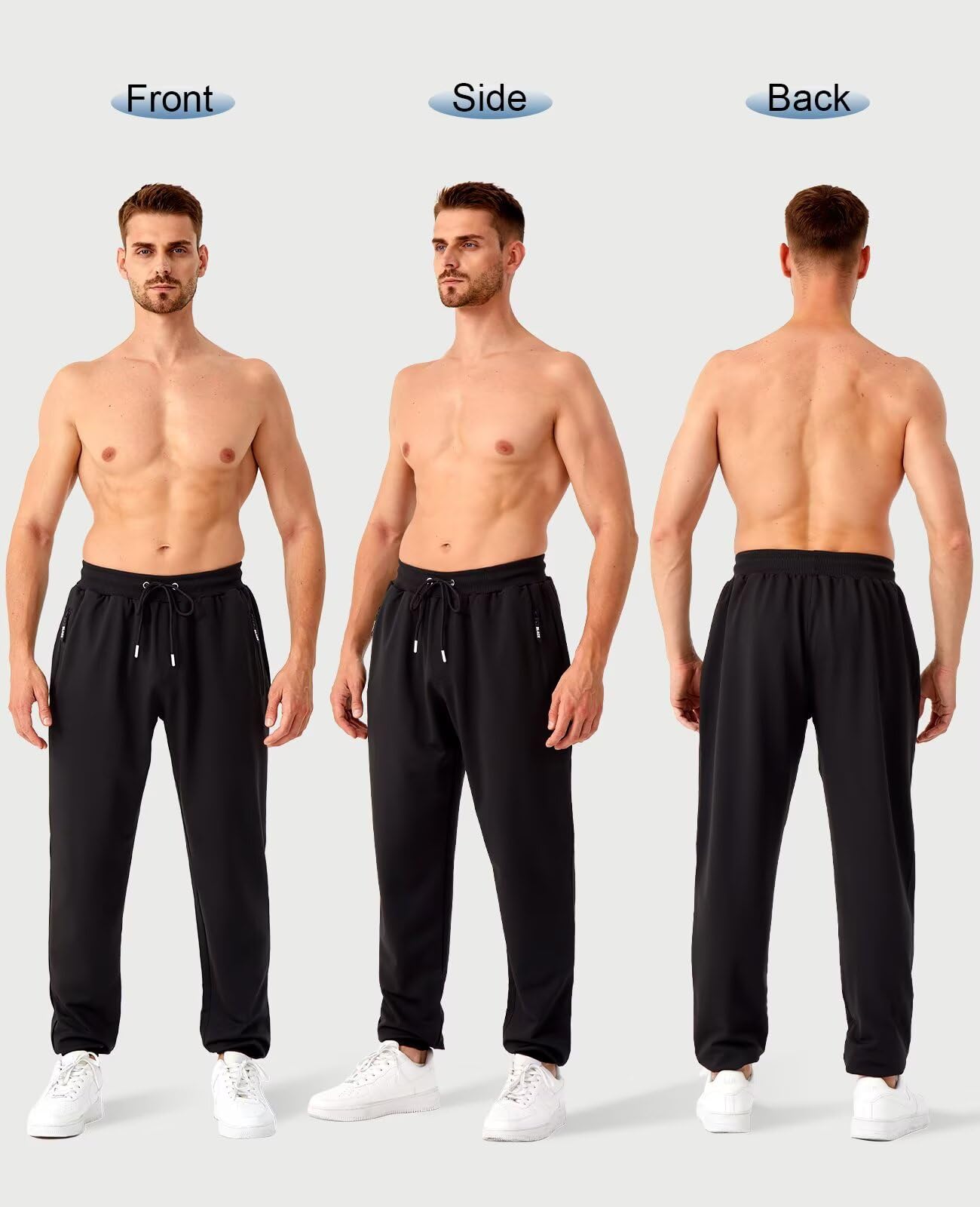 Paquete de 5 pantalones deportivos para hombre, pantalones deportivos con bolsillo con cremallera, pantalones deportivos para hombre, pantalones deportivos cálidos y ajustados para hombre
