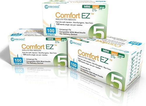 Clever Choice Comfort EZ - Agujas para bolígrafo de insulina 31 G, 0.197 in, paquete de 3 (300 agujas)