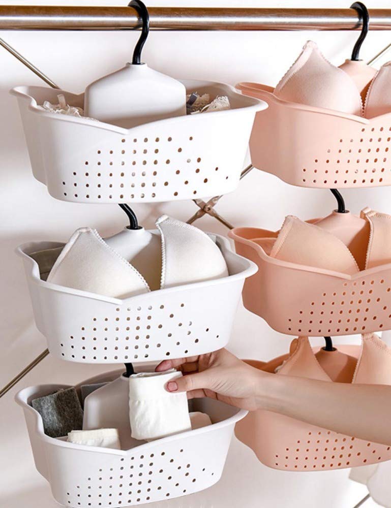 YJDQYGSNJ Estanteria Colgante en Tela,Pilas Rotación Cuna Estantería Colgante Plegable,Alojamiento Ropa Interior Calzoncillos una Buena Ventilación/blanco / 4 Piece