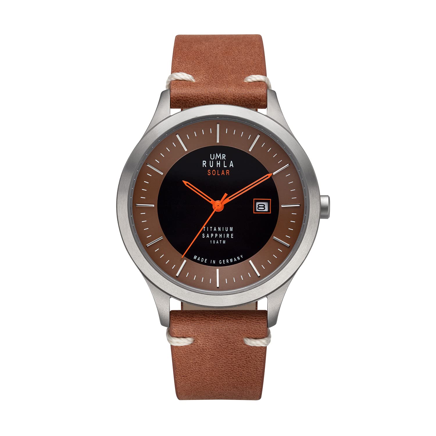 UMR RUHLA Orologio Analogico Al Quarzo Uomo Con Cinturino In Pelle Vegana, Cassa In Titanio 41 Mm, Vetro Zaffiro, Made In Germany - 4