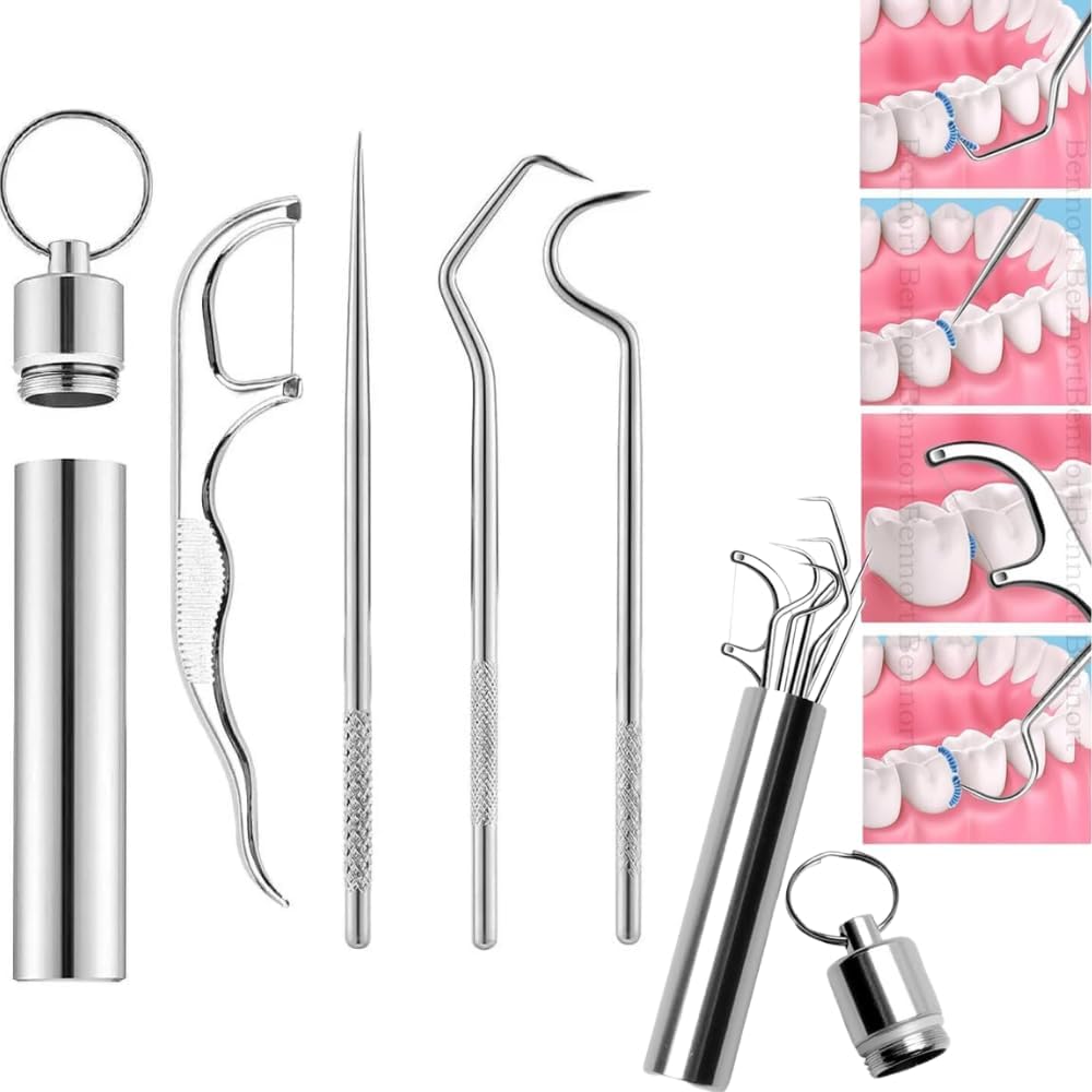 Stainless Steel Toothpick Teeth Cleaner Set – Reusable Dental Cleaning Tools for Plaque & Food Removal – Compact & Portable – Pack of 1-picture-12
