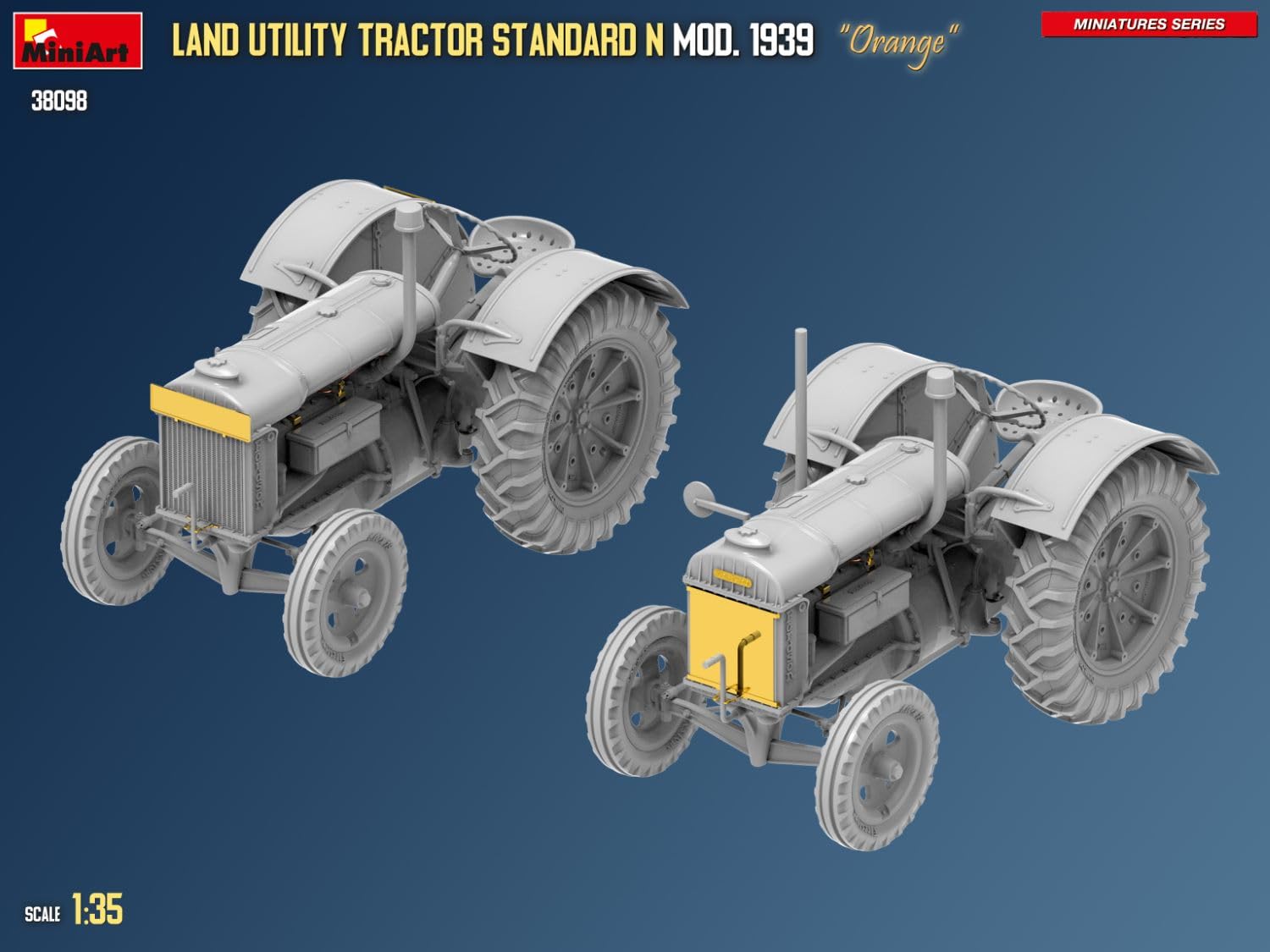 Mini-Art MA38098 Land Utility Traktor Standard N Orange 1939 Modell, Kunststoffmodell