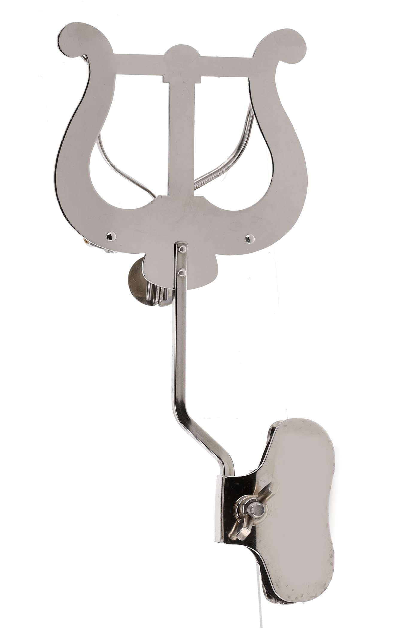 GEWA Porta spartiti da marcia Trombone - Nichelato - Grande Lira - 2 Pulsanti - Con morsetto per il montaggio sulla campana