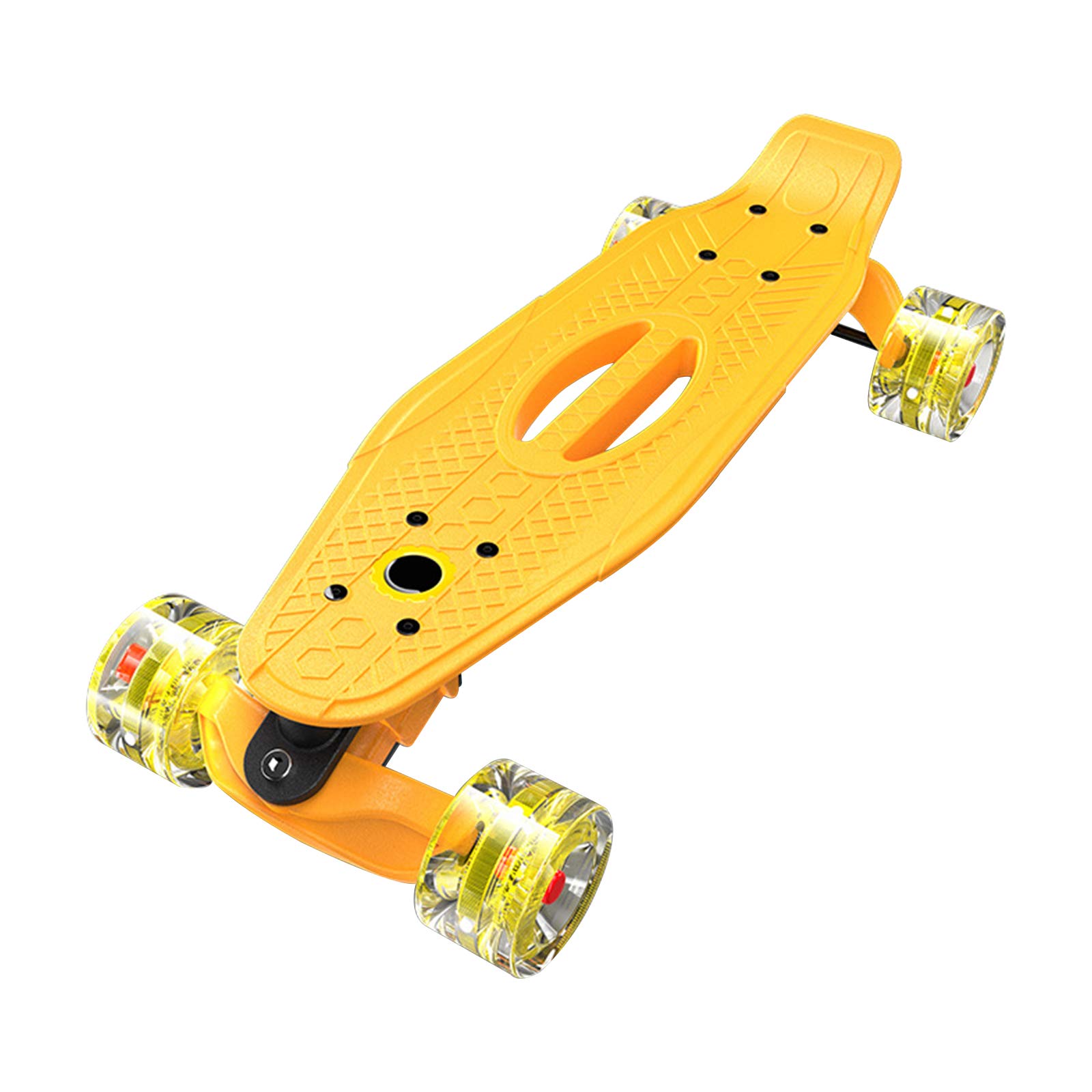 Planche à roulettes de 22 pouces jaune cruiser plastique léger transportable roues LED