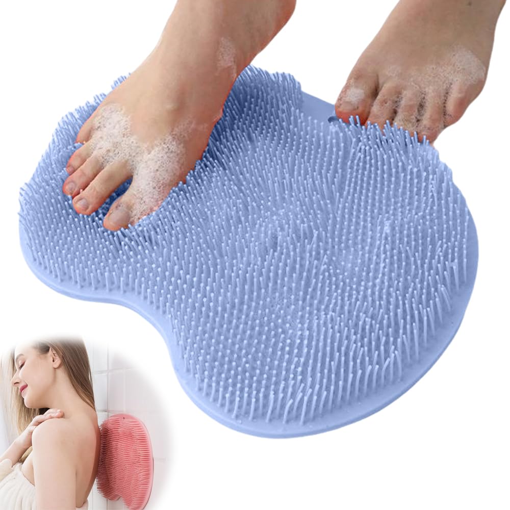 Shower Foot Scrubber Mat with Non-Slip Suction Cups, Foot Back Cleaning Pad Back Washer Exfoliating Bath Wash Pad, Non Slip Bathtub and Shower Mat