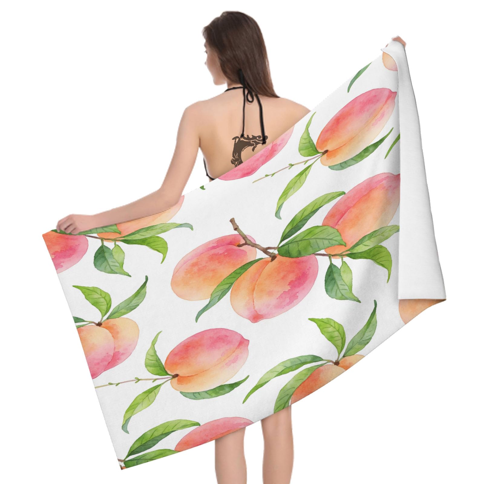 Leichong 3D Peach Beach Towel Microfiber Soft Quick Dry for Adults, Cartoon Bath Towel Lightweight Soft Absorbent for Travel Swimming Pool Sports, 75 x 150 cm
