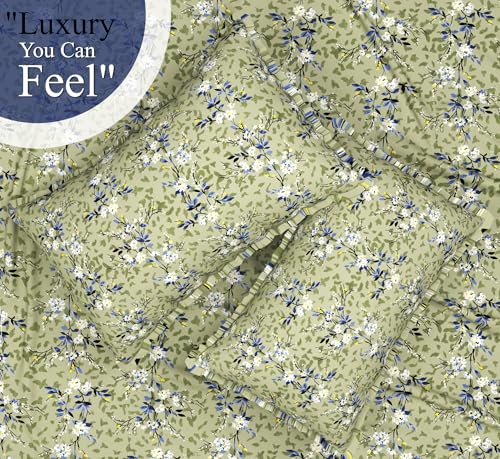 Image of BSB HOME 100% Cotton Double Bed Bedsheet Set | 144 TC Soft & Breathable | Light Green Leaf Print with 2 Pillow Covers | Wrinkle Free | for Bedroom & Gifting (90 x 90 Inches)
