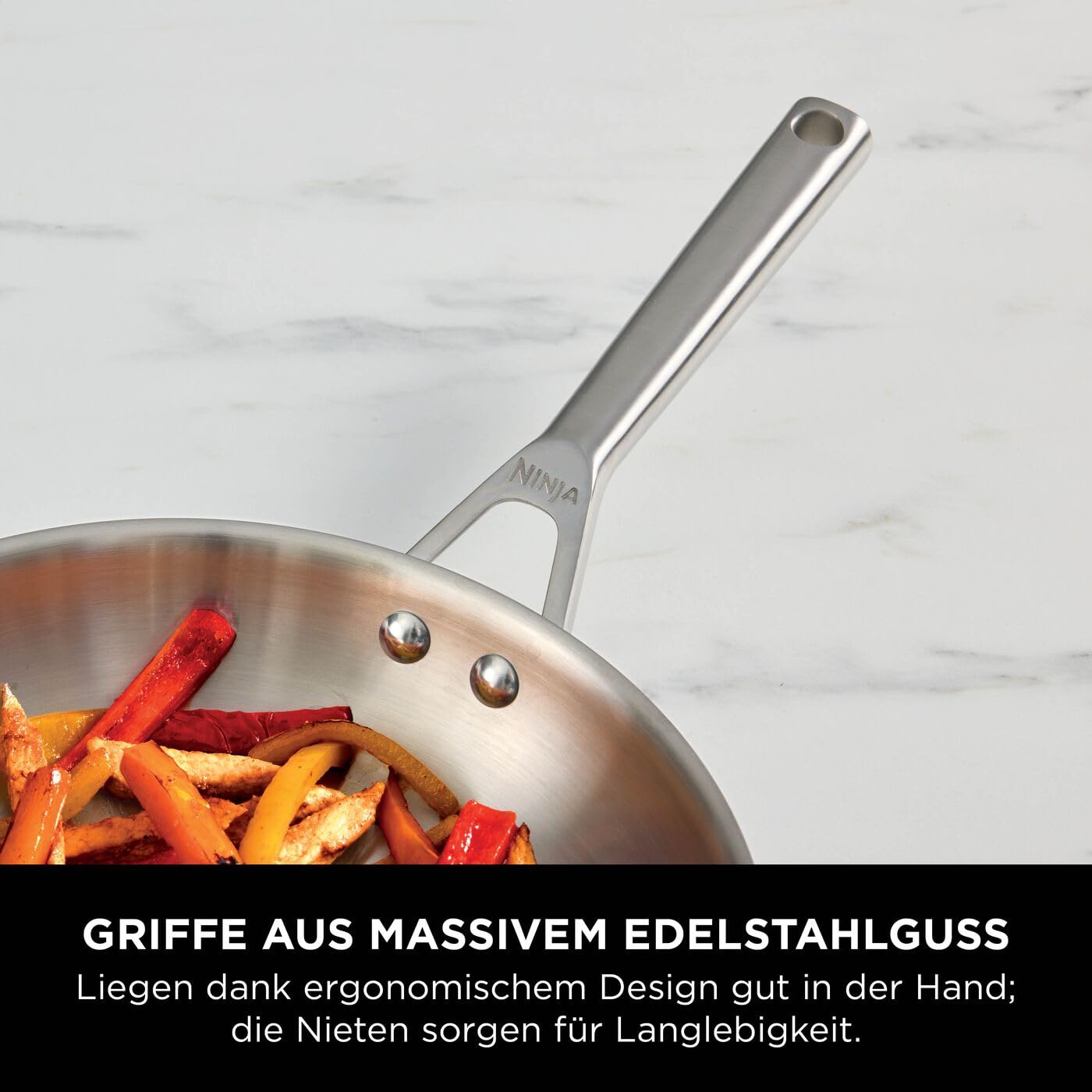 Ninja EverClad Edelstahl-Kochtopf (18 cm) mit Deckel, geeignet für alle Herdarten, sogar Induktion, ofenfest bis 300 °C, durchgehender Induktionsboden, C90218EUI