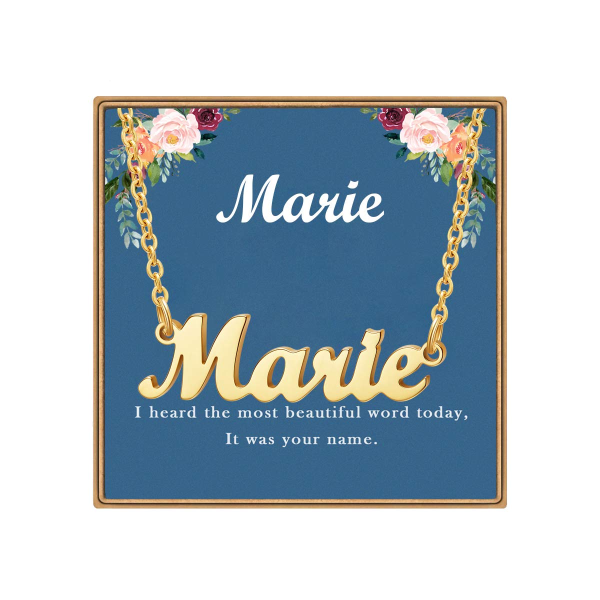 LdurianCustom Name Necklace, Personalized Name Plate Pendant Necklace Pre Gifts, Charm Pre-made Jewelry for Mom Mama Birthday Anniversary