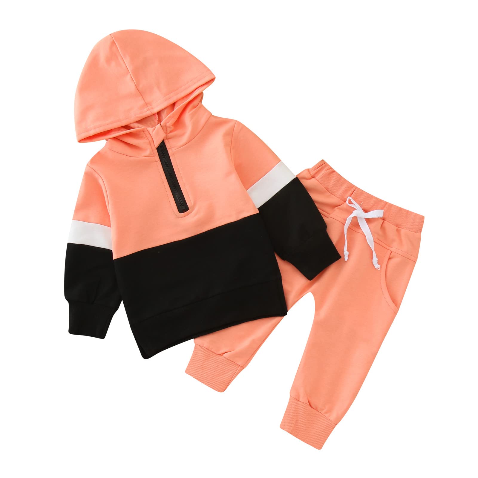 Recién Nacido bebé niñas otoño Patchwork algodón con Capucha Manga Larga Pantalones Largos Tops Sudadera con Capucha Conjunto Trajes Ropa Traje De Surf Mujer