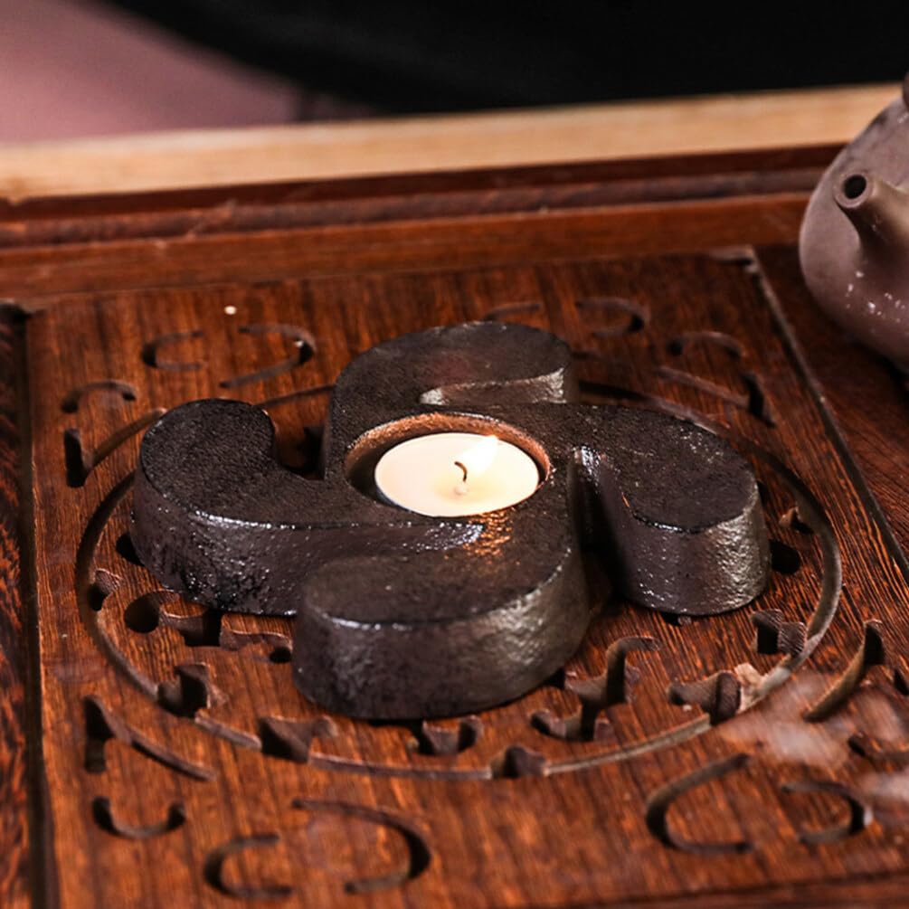 Windmühlenförmiger Kerzenständer aus Metall in Schwarz, Vintage