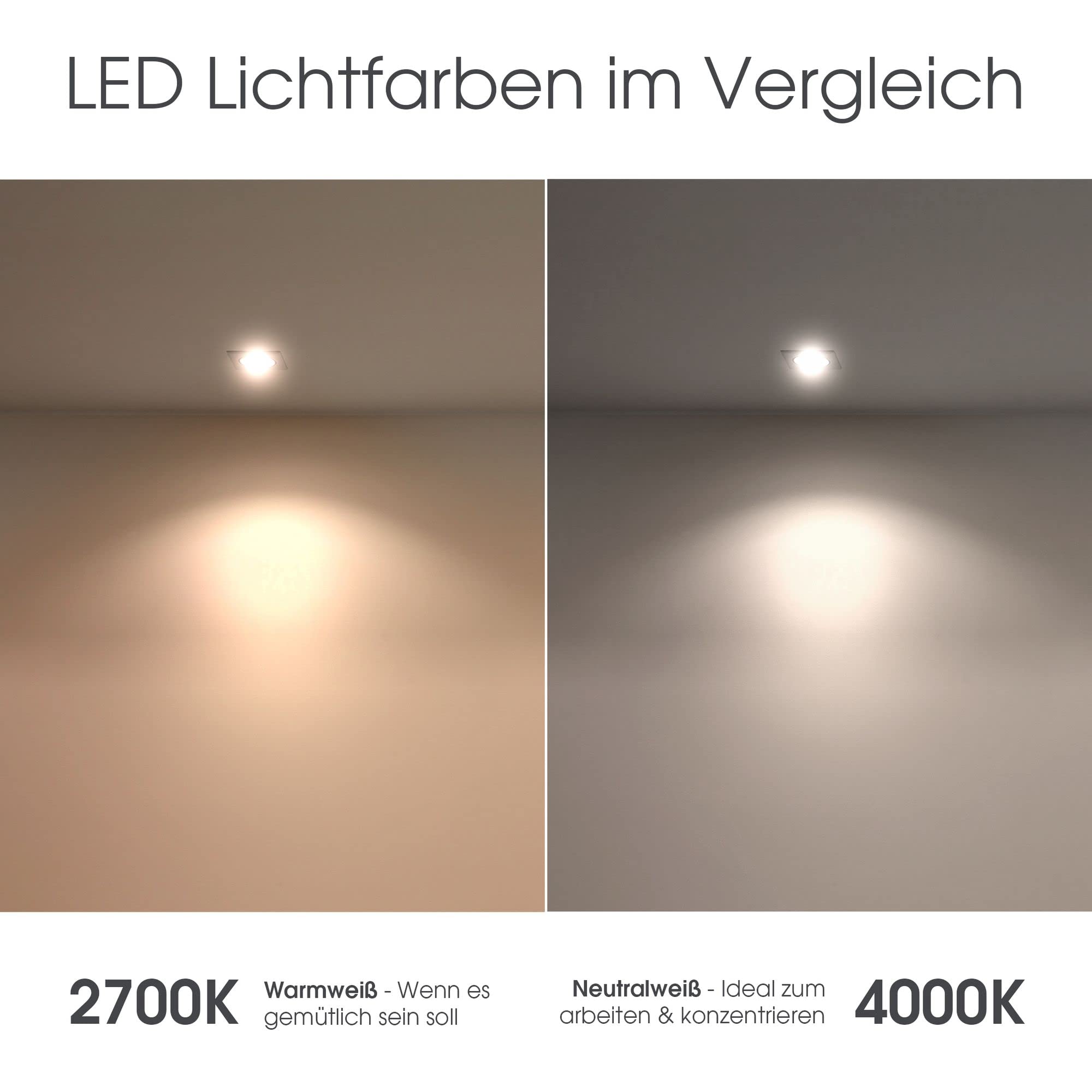 linovum 10x LED Bad Einbaustrahler Set IP65 Edelstahl Optik rund 230V - neutralweiß 3W 285 Lumen - für Bad, Küche & Außen