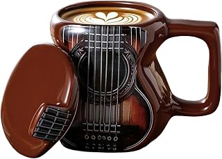 Guitar Cup 500ml Aesthetic Space With Lid | Coffee Mug 3D Design Ceramic Christmas Gift for Women Men Travel Mug Tea Cup Travel Home
