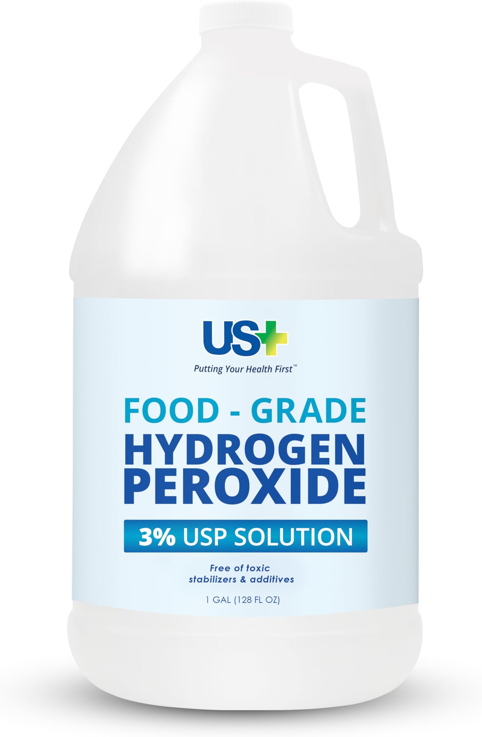 US+ Food Grade 3% Hydrogen Peroxide - Versatile All-Natural Cleaner - Made in USA - 1 Gallon (128 Fl Oz)