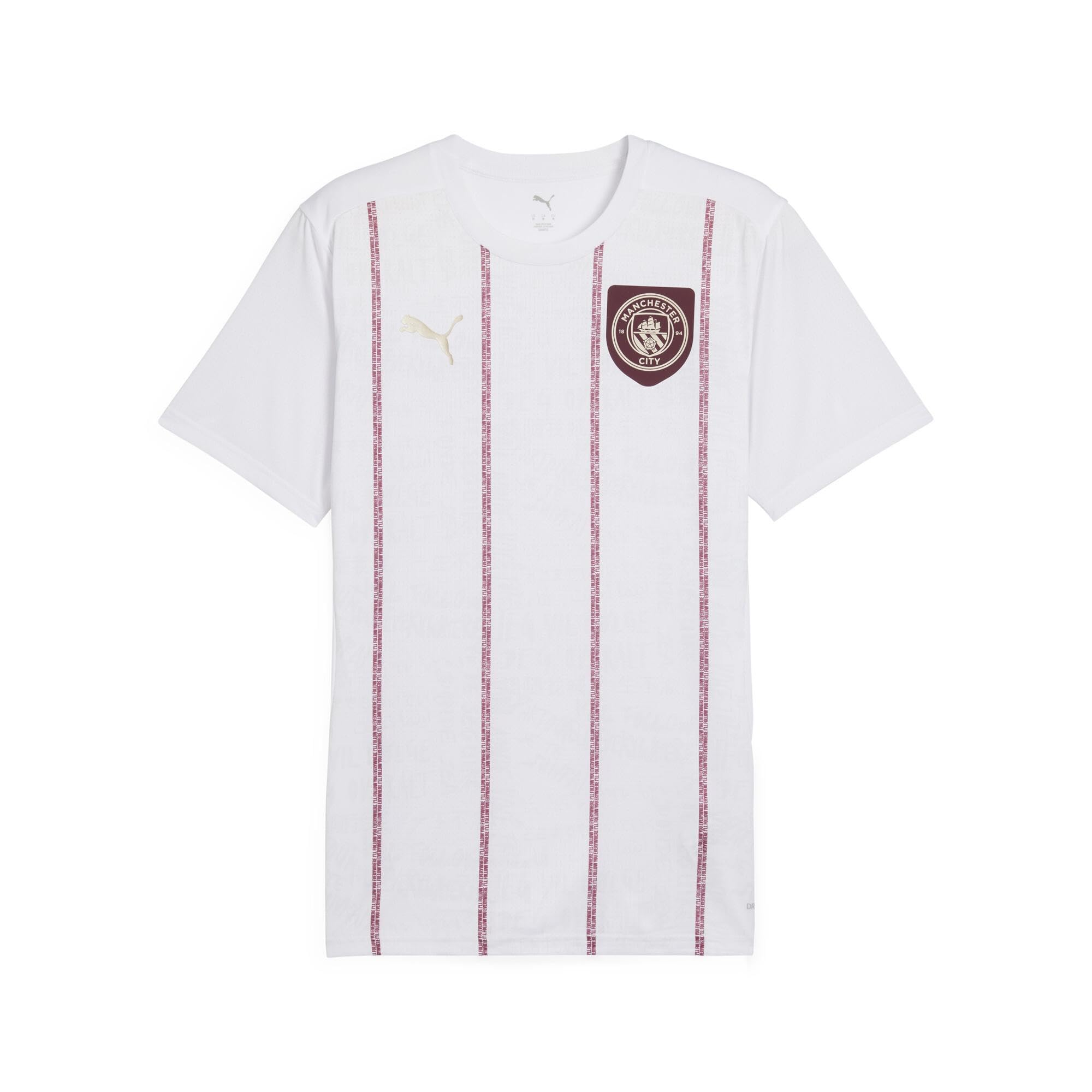 PUMA Mens Manchester City Pre Match Short Sleeve Shirt White/Jasper XXL