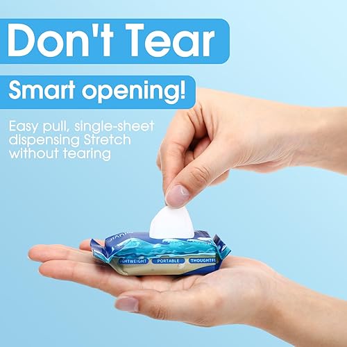 Miniatura 6 de Paquete de 24 toallitas desechables de tamaño de viaje, 192 unidades, toallitas húmedas para manos respetuosas con la piel, con extractos naturales