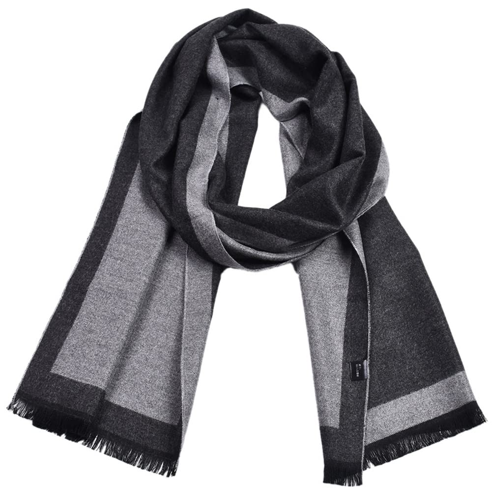 Runtlly Men's Winter Cashmere Scarf Stripes Warm Soft Scarves with Tassel Luxurious Winter Scarf For Men Women
