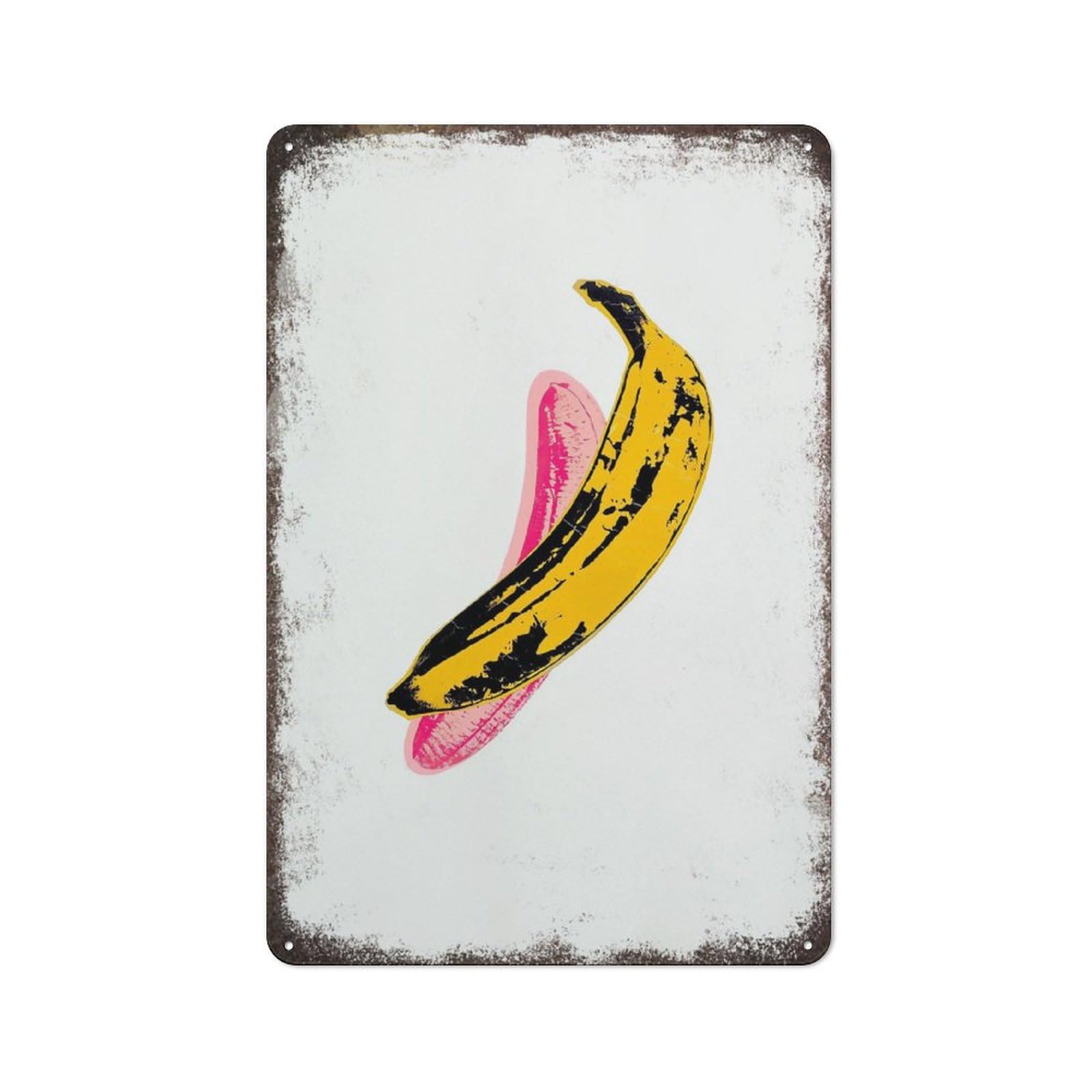 Andy Warhol Banana Yellow Pop Warhol Exhibition Warhol Modern Fruit Retro Wall Poster Art Decor Metal Tin Sign Garage Bar Courtyard Decor 8X12Inch