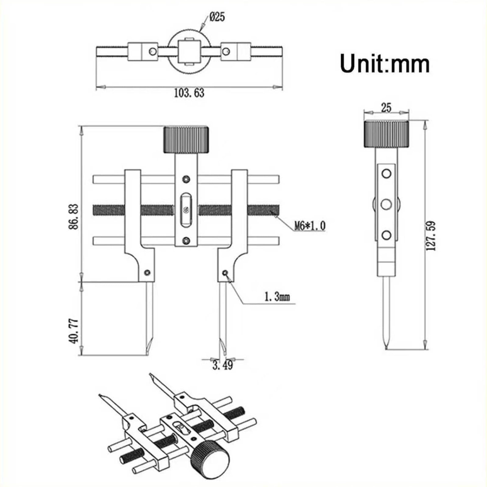 Optischer Sprengringschlüssel, verstellbares Sprengringwerkzeug, 3,0–76,2 mm Einstellbereich, Edelstahl, Doppelendwerkzeug für Spiegelring-Installation und Entfernung