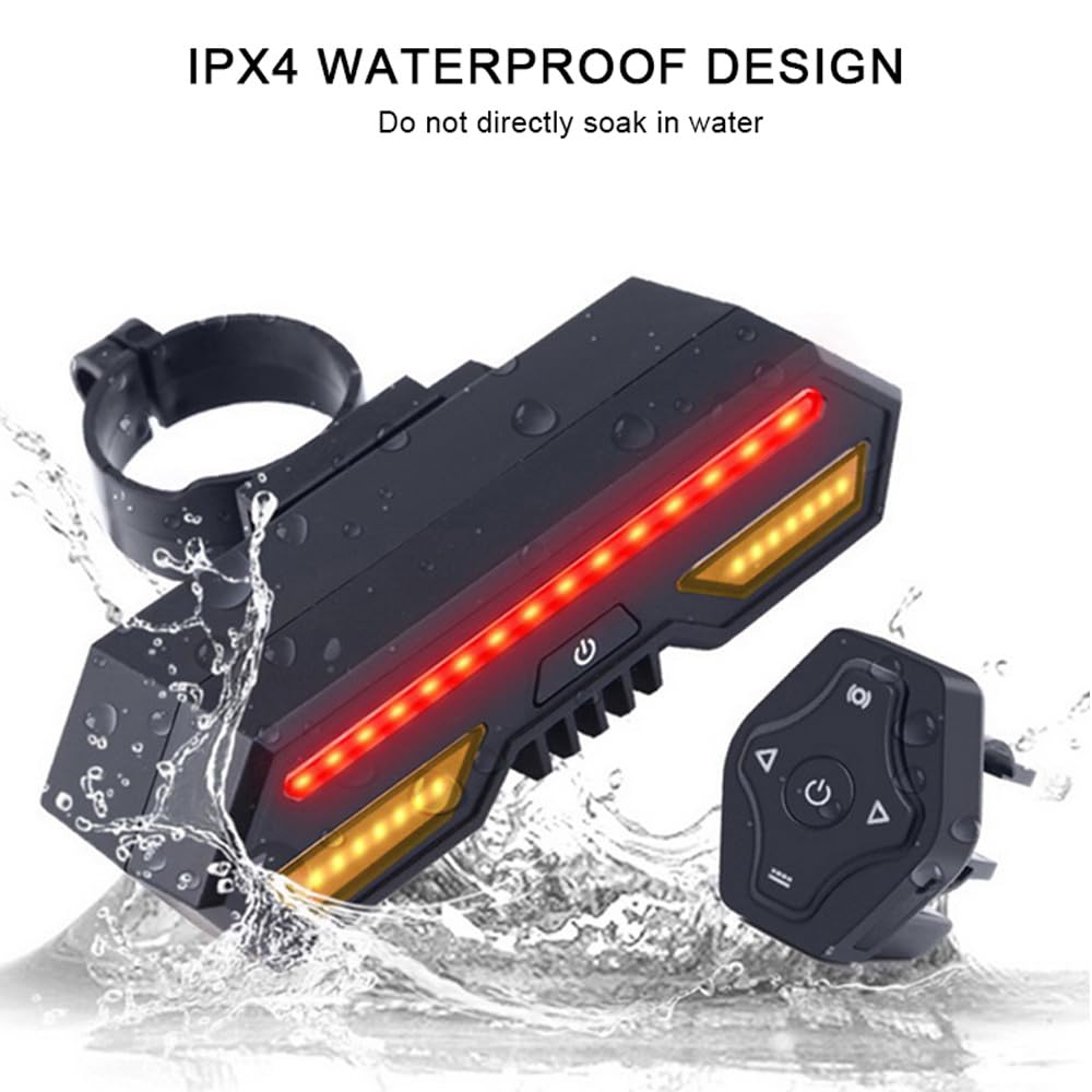 Luz Trasera Inteligente con Intermitentes y Control Remoto inalámbrico para Bicicleta de montaña y Carretera. Luces Impermeables Recargables por USB para Bicicleta de montaña y Car