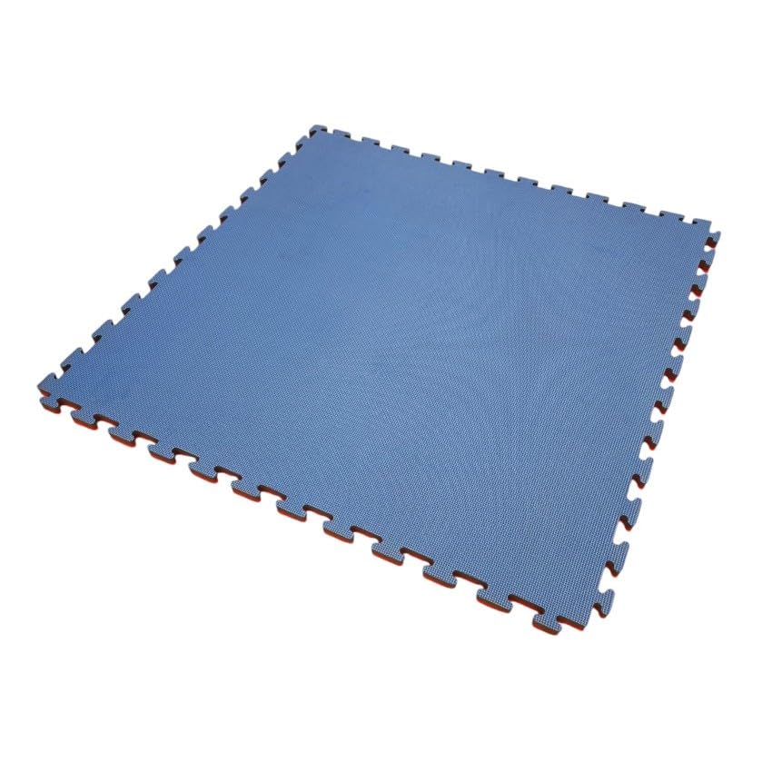 Tatami ad incastro Tatami Sportivi Ad Incastro Rosso/Blu, 100x100x3 cm, con Cornice Perimetrale - Materassino per Palestra, Workout, Ginnastica - Protezione per Pavimenti, Lavabile e Reversibile