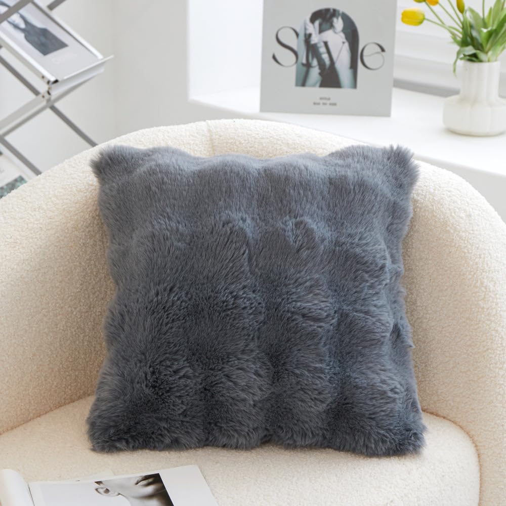 Taies d'oreiller en polaire lit housse coussin colorée 43x43cm gris
