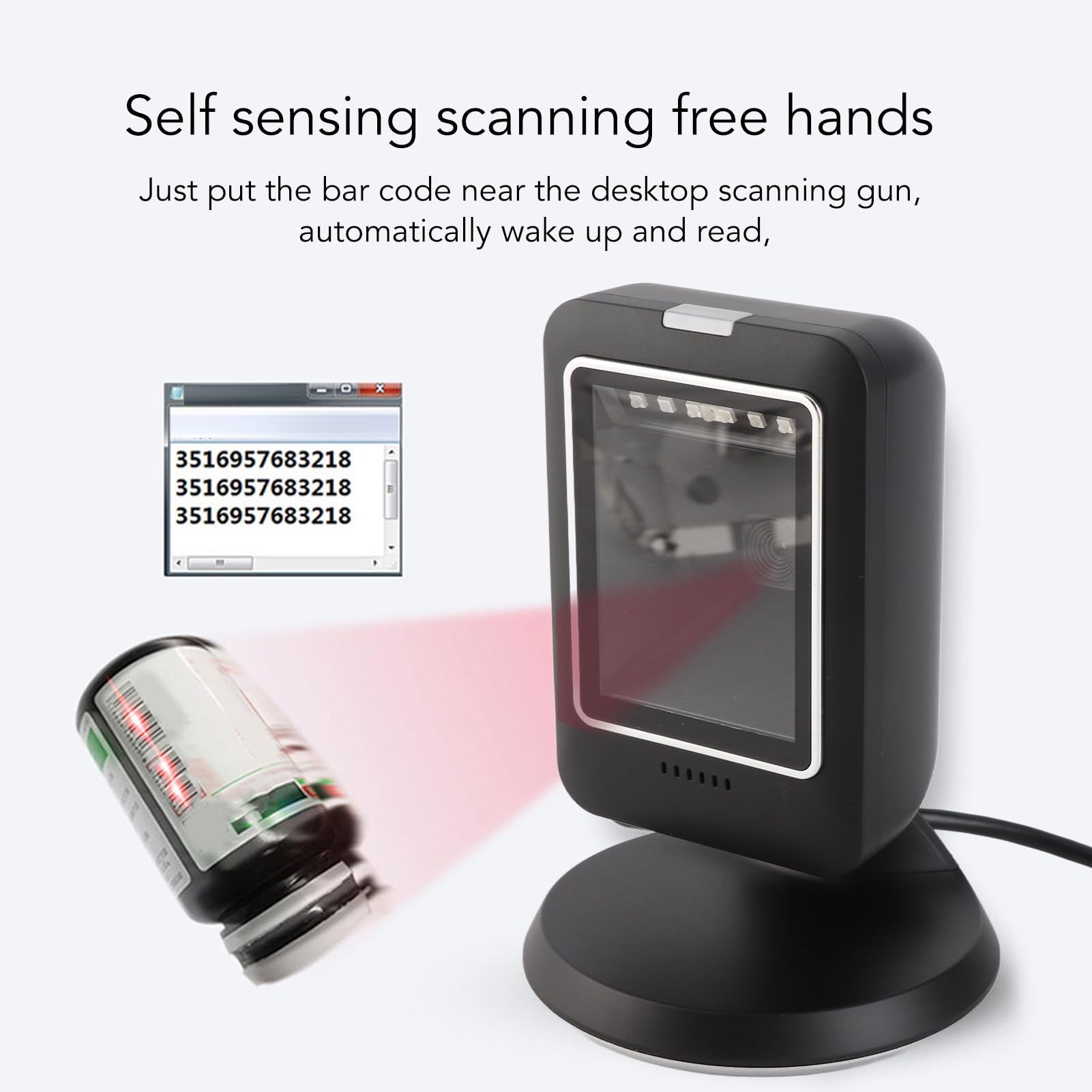 Scanner di Codici a Barre Senza Mani 2D, Lettore Desktop Cablato USB a Scansione Auto -rilevante per la Vendita Al Dettaglio con Tutte le compatibilità dei Sistemi