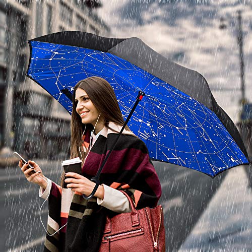 image for Owen Kyne Windproof Double Layer Folding Inverted Umbrella, Self Stand