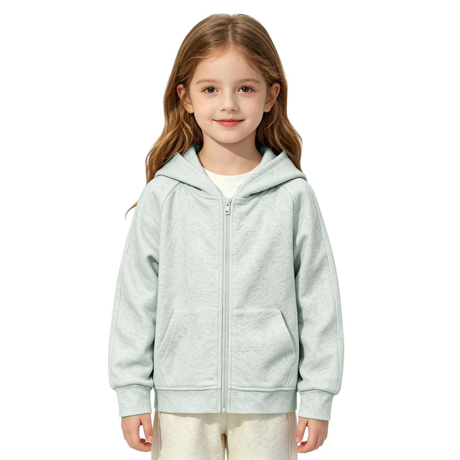 Kinder-Kapuzenpullover mit Reißverschluss, einfarbig