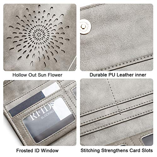 Image of APHISON Ladies Soft Leather RFID Long Wallet Trifold Clutch Purse Credit Card Holder Case for Women With Gift Box