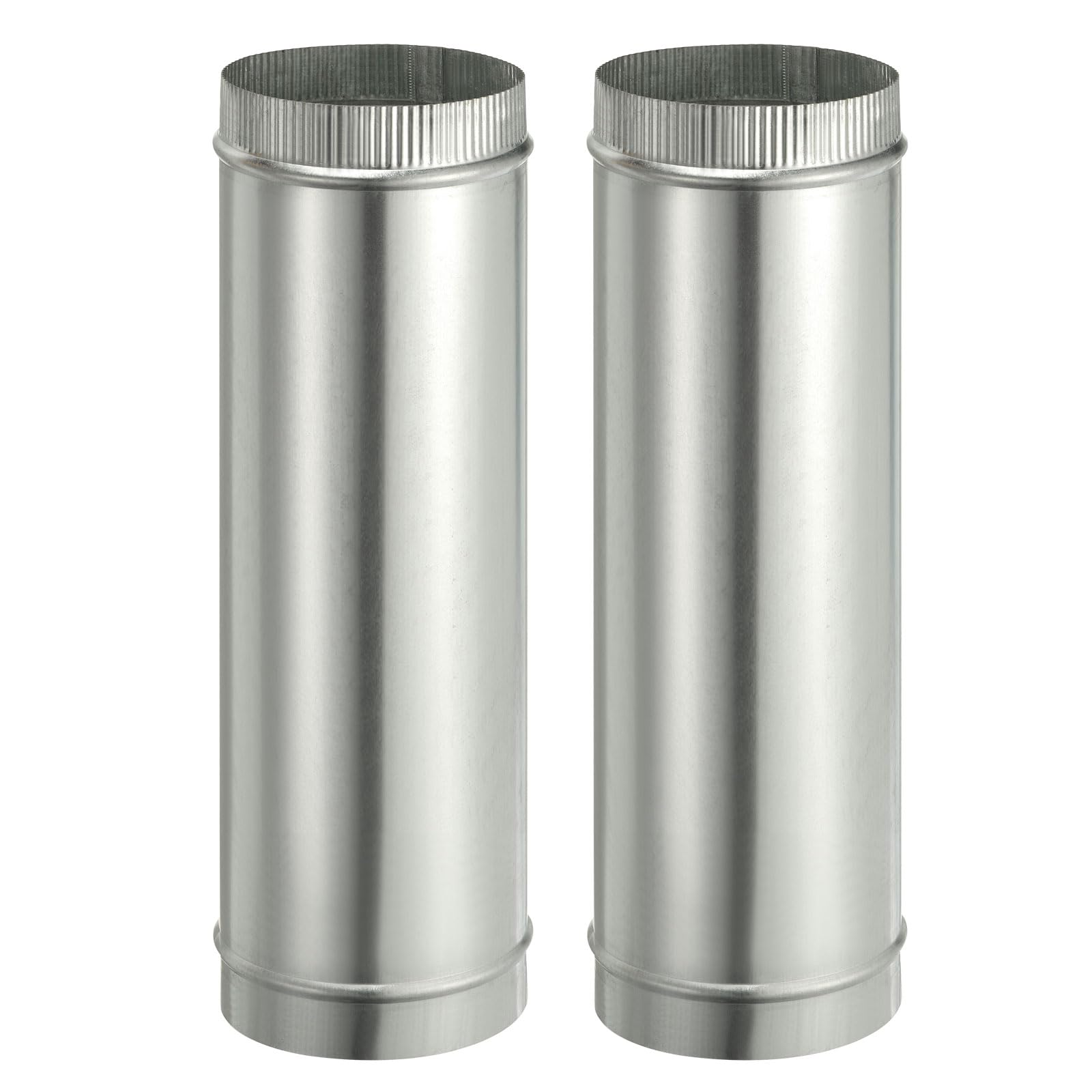 PATIKIL 6x20 Pollici Tubo Di Aerazione Rotondo Per Asciugatrice, 2PCS Acciaio Zincato Dritto Adattatore Di Collegamento Per Tubi Di Ventilazione Per HVAC Cappa Di Aerazione Camino, Argento