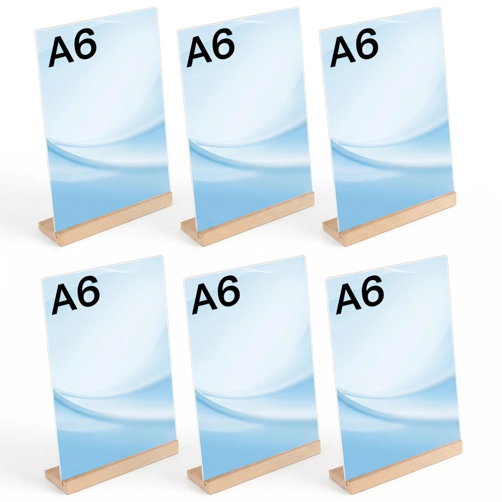 6 Pièces Porte Affiche A6 Porte Affiche en Acrylique A6 Présentoirs de Table A 6 Support Menu Acrylique Porte Menu Acrylique Transparent pour Restaurant, Hôtel, Bureau