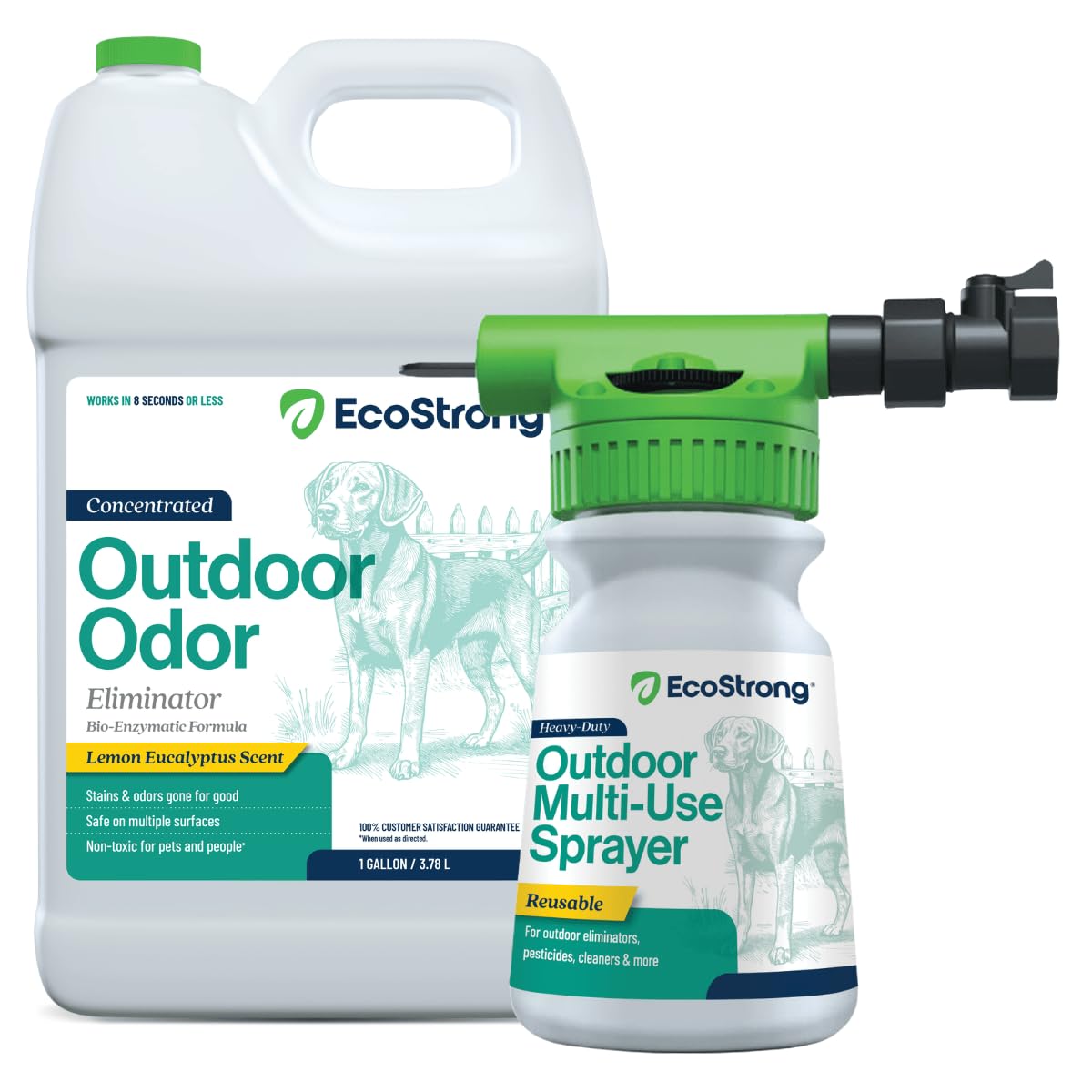 Eco Strong Eliminador de olores al aire libre | Desodorante enzimático potente para orina de perros y animales, limpiador para exteriores