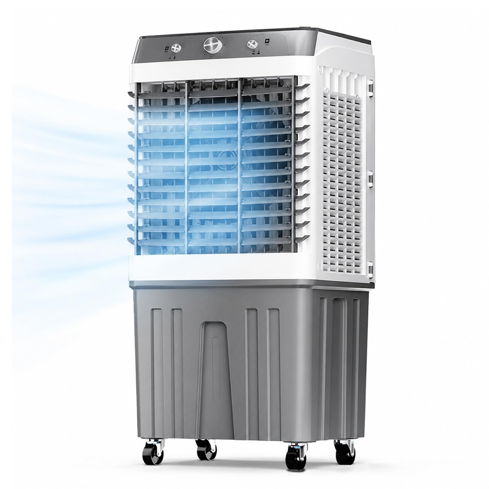 Portable 3 Swamp Cooler,Evaporative Air Coolers 60l Large Water Tank 3 Wind Speed Fan, Automatic 120° Horizontal Swing Cooler With Dry Out Protection For Bedroom Living R 50*37*112cm/19.7*14.6*44.1in