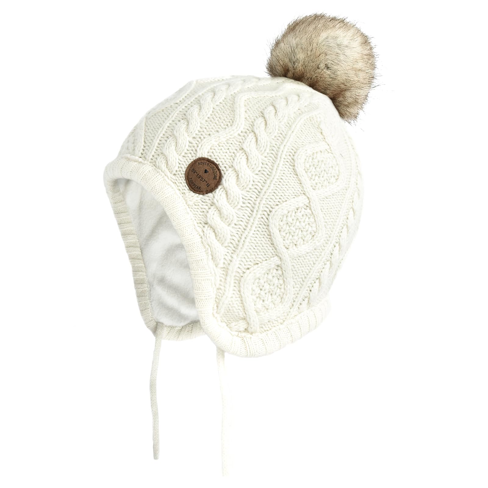 SOMALER Toddler Baby Boys Girls Winter Hat Kids Ear Flap Warm Fleece Lined Knit Beanie Fur Pom Hat