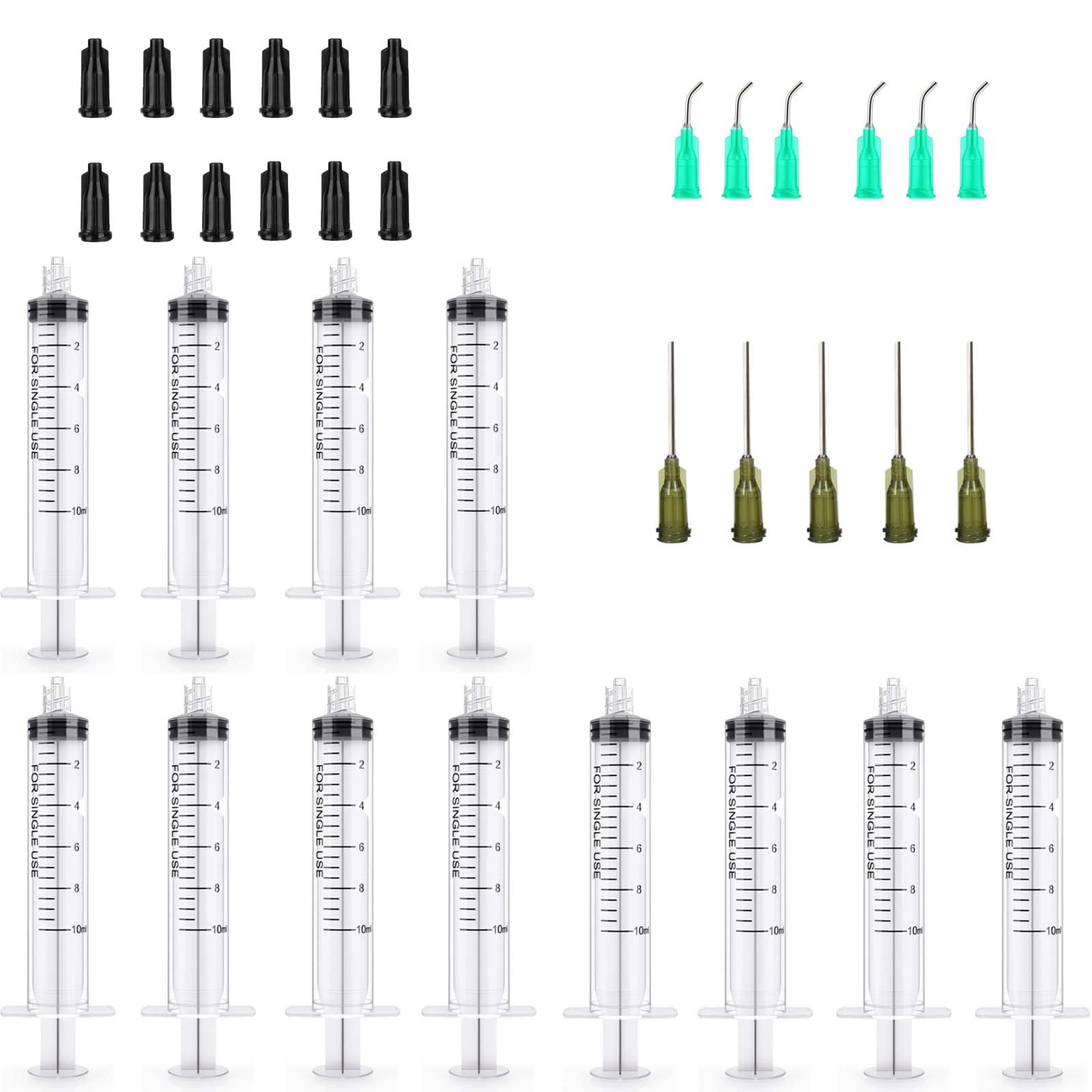 12 strzykawek o pojemności 10 ml z igłą Trwałe plastikowe strzykawki siarze z 2 igłami do dozowania, idealne do precyzyjnych dawek, warsztatów, ogrodnictwa i pielęgnacji zwierząt