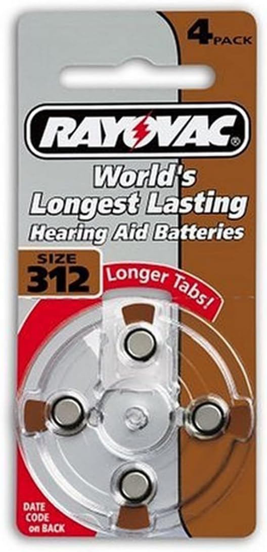 Rayovac Loud 'n Clear Hearing Aid Battery, Size 312