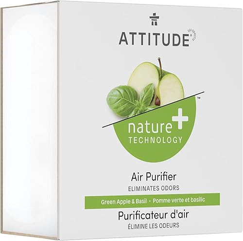 ATTITUDE Purificador de aire, ambientador de carbón activado, removedor de olores, a base de plantas y minerales, vegano, manzana verde y albahaca,