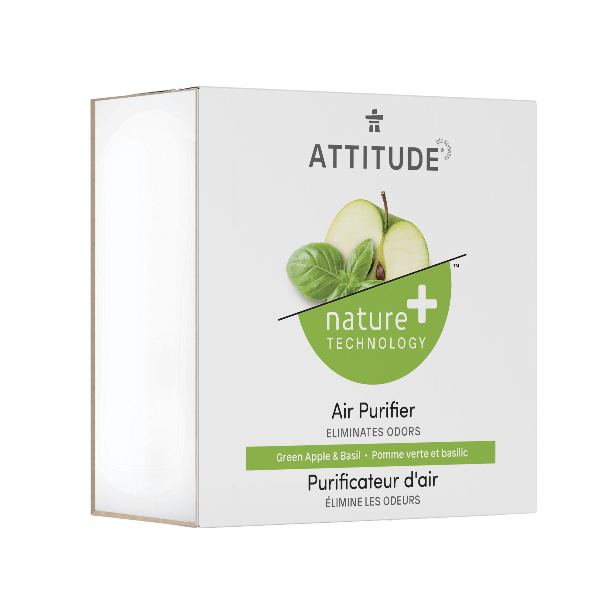 ATTITUDE Odor Eliminator with Activated Carbon, Plant-Based Air Purifier, Vegan, Green Apple & Basil Scent, 227 grams