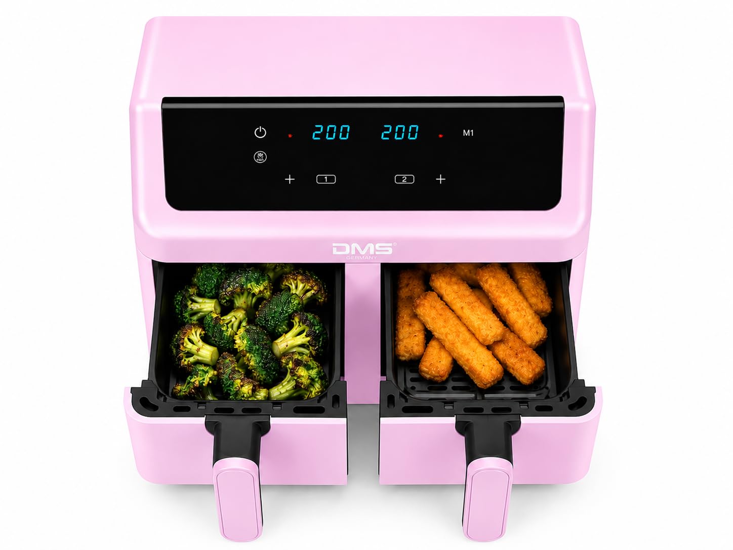 DMS® Doppelkammer Heißluftfritteuse 9L 2000W Air Fryer, Digitales Touch-Display, Dual Zone, 8 Automatikprogramme, 65–200°C