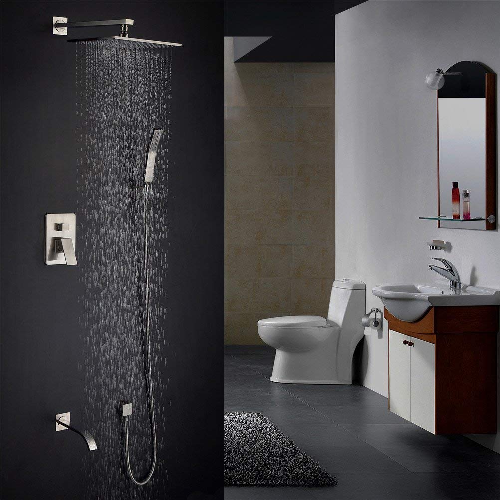 Mitigeur de douche haut de gamme LUNEZY en nickel brossé et détails céramique rétro