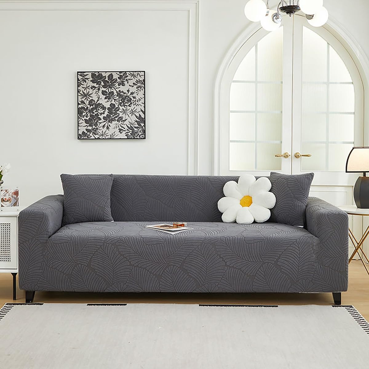 Copridivano A Forma di L,4 1 2 3 Posti, Elasticizzato Sofa Cover con Penisola A Sinistra Destra, Copridivano Angolare, Copridivano Chaise Longue(Light Grey,235CM-300CM)