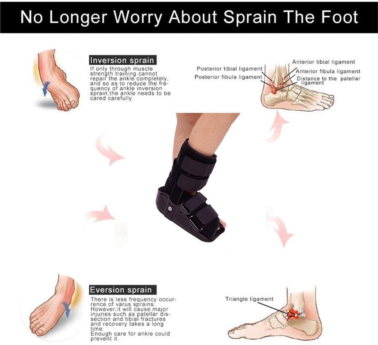 Bota médica Walker Boot for recuperación de fracturas, protección y curación después de lesiones en el pie o el tobillo, fascitis plantar, férula nocturna dorsal(L)