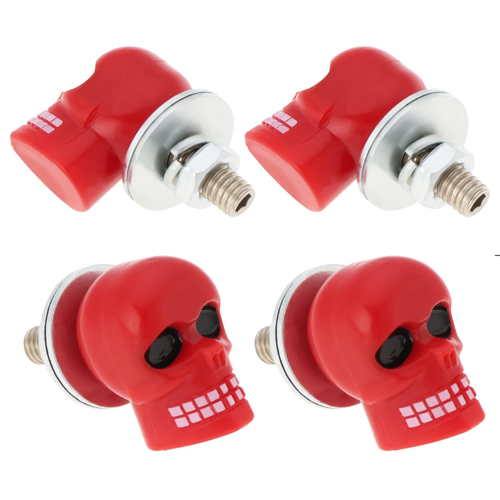 venveal Skull License Plate Screws 4PCS Universal Car Motorcycle License Plate Frame Bolts Fasteners 3D Skull Steel Windscreen Trim Cover Replacement