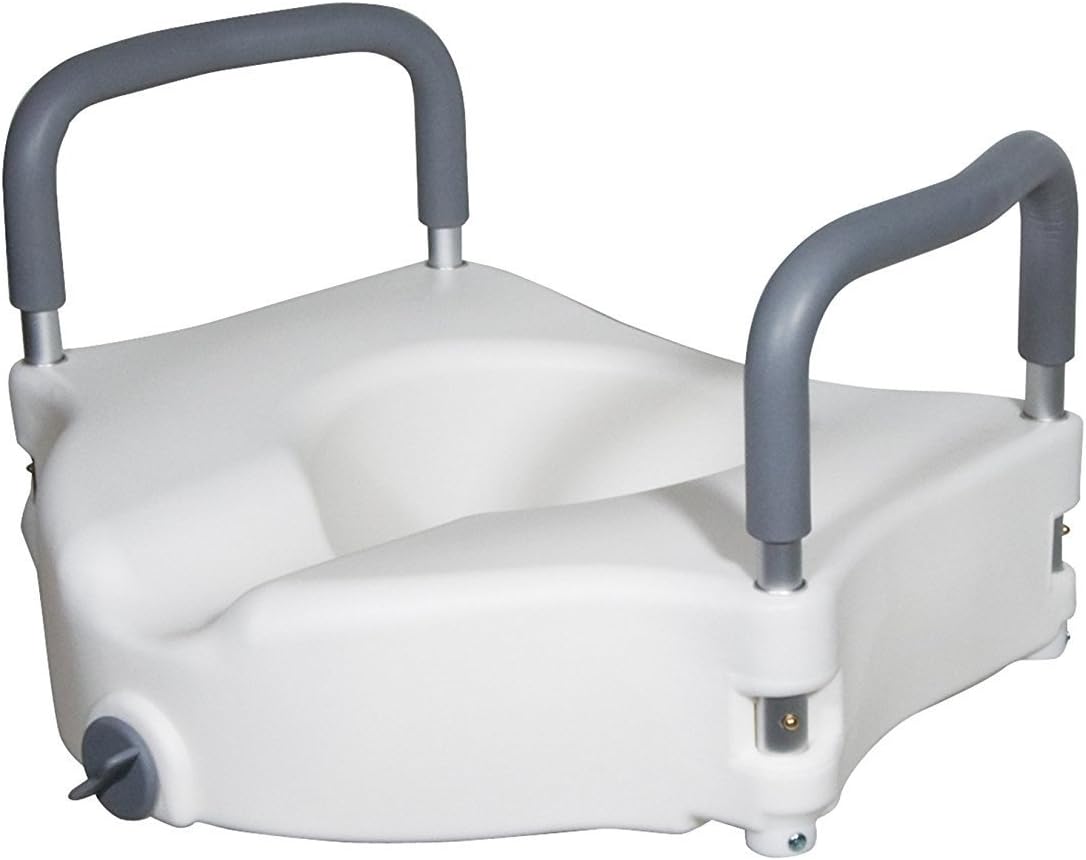 Deluxe Portable Elevated Riser with Padded Handles, Toilet Seat Lifter for Bathroom Safety for Disabled, Elderly or Handicapped, by Tulimed