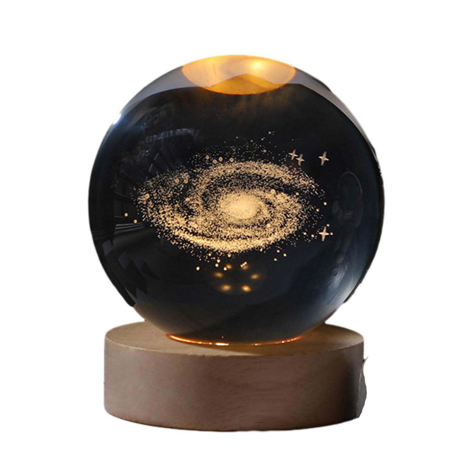 BBTISG 3D Solar System Crystal Ball, 3D Planet Model Night Lights with Wooden Base Solar System 3D Crystal Ball Mood Light for Kids Friends Birthday (Milky Way) โ image 1