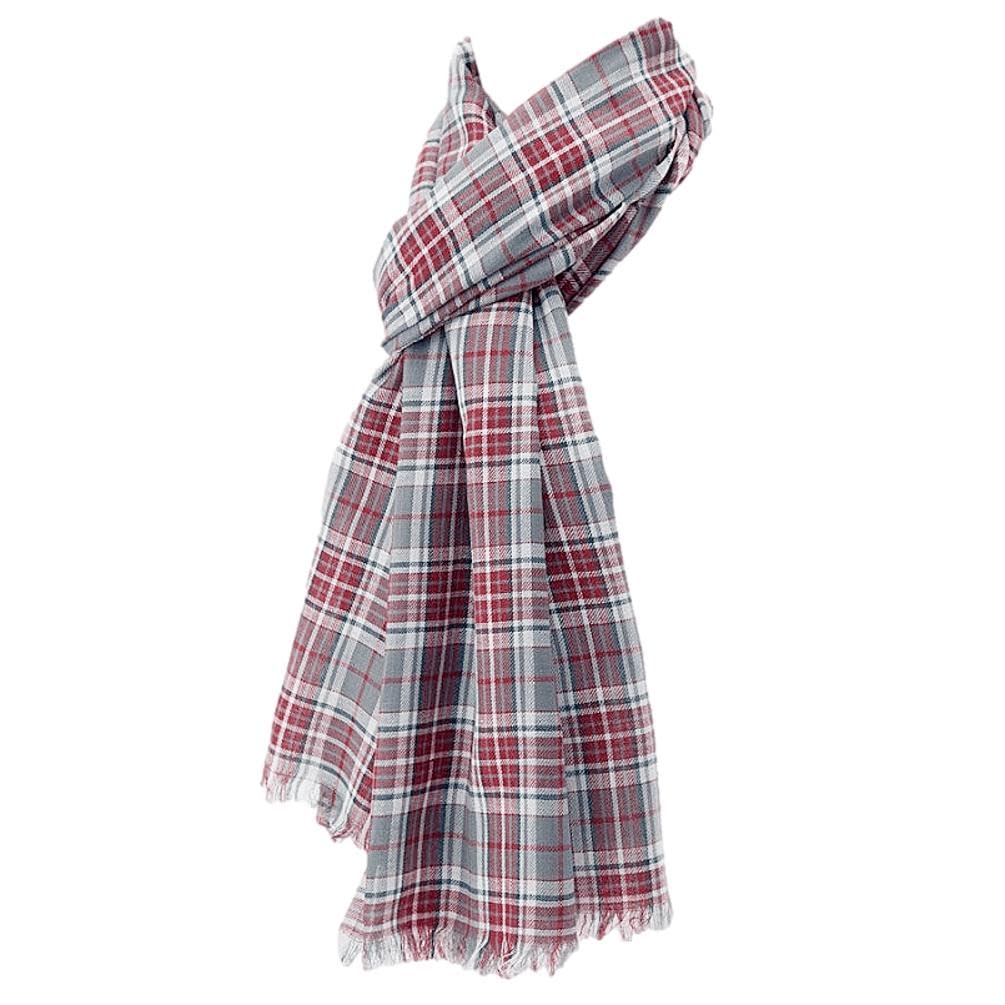 Purple Possum Women's Grey, Red, Gray Uk® Tartan Scarf Yorkshire Tartan Wrap Fair Trade Shawl Mens Cotton Grey Red Check Plaid Scarf