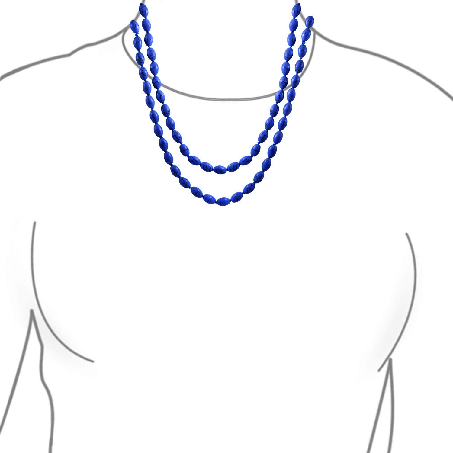 Extra Largo Sin Fin De Envoltura De Capas De Semillas De Abalorios De Forma Ovalada Púrpura Rojo Azul Turquesa Simulado Collar De Piedras Preciosas Joyas Occidental Para Las Mujeres De 50 Pulgadas